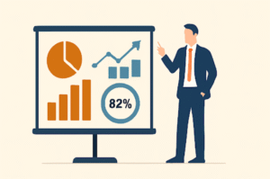 ترندهای نوین دیجیتال مارکتینگ- شخص در حال توضیح نمودارها و شاخصها