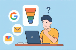 مدل AIDA در دیجیتال مارکتینگ- تصویر شخصی در حال تحقیق درباره ابزارهای مدل