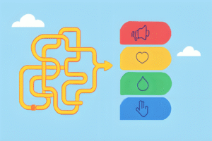 مدل AIDA در دیجیتال مارکتینگ- تصویری شماتیک از مدل